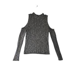 American Eagle Shoulderless Long Sleeve Gray Heathered Shirt Women's Size L